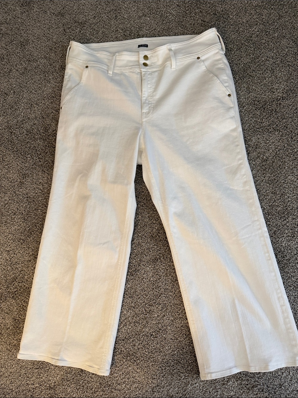 J. Crew Women's White Wide-Leg Jeans